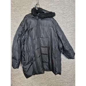 Outdoor Elements Jacket Womens 5X Black Down Puffer Hooded Faux Fur Winter